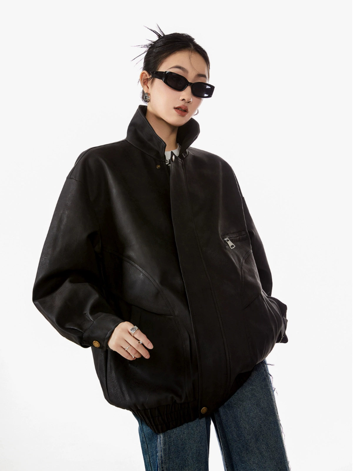 ICH MODE 美式复古皮衣外套女秋冬宽松休闲开衫夹克2025新款上衣