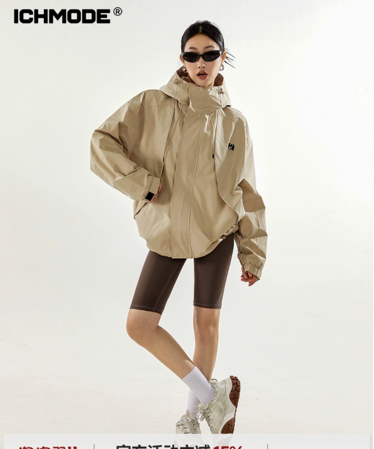 ICH MODE 美式复古冲锋衣外套女秋冬款宽松飞行夹克2025新款上衣