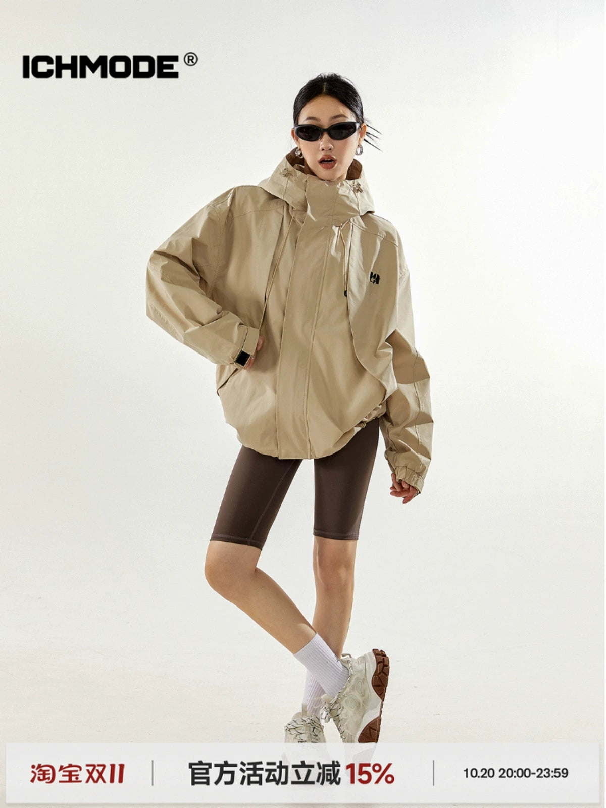 ICH MODE 美式复古冲锋衣外套女秋冬款宽松飞行夹克2025新款上衣