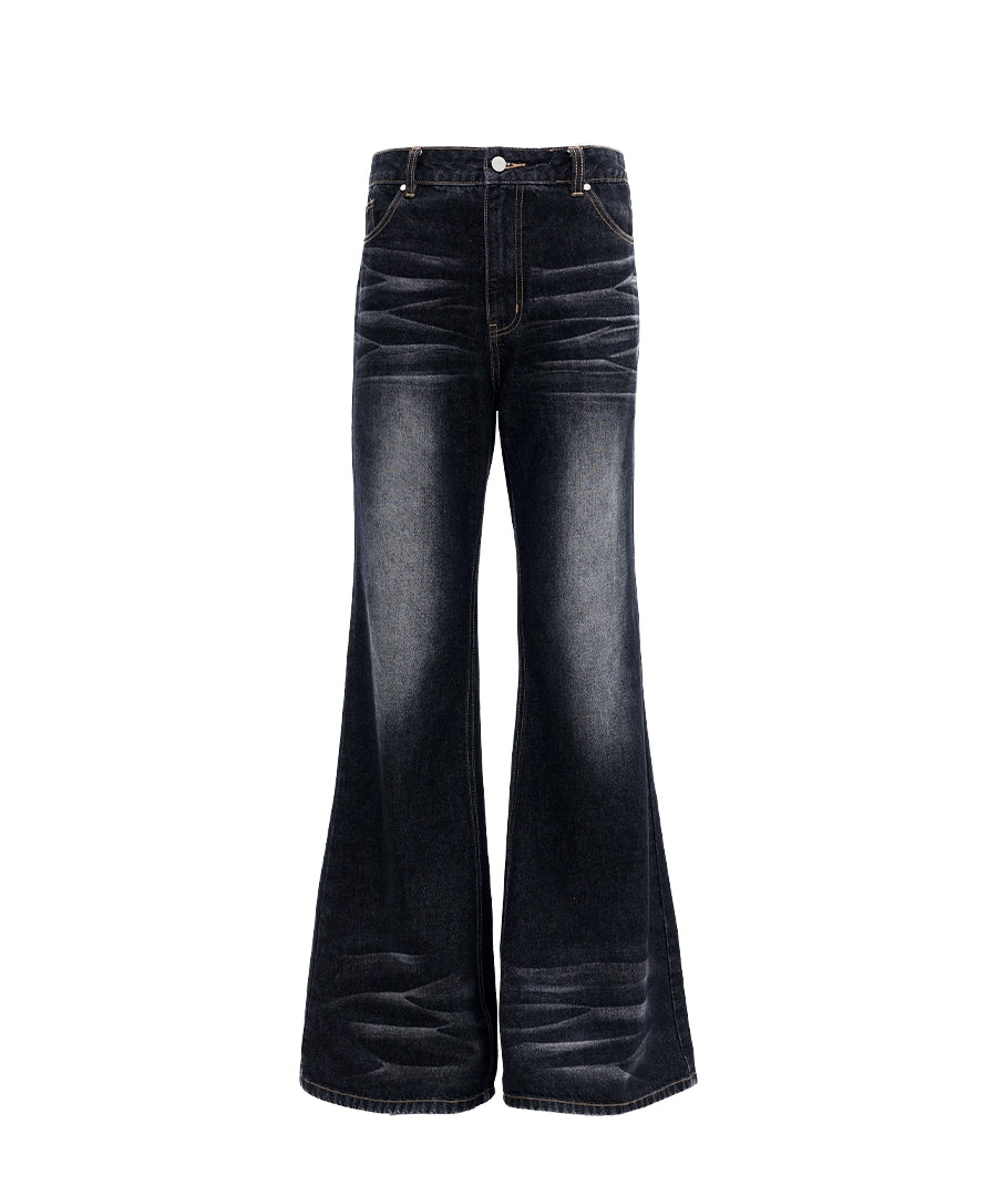 水洗黑微喇叭复古牛仔裤百搭休闲裤男女同款TERRAINCOGNITA