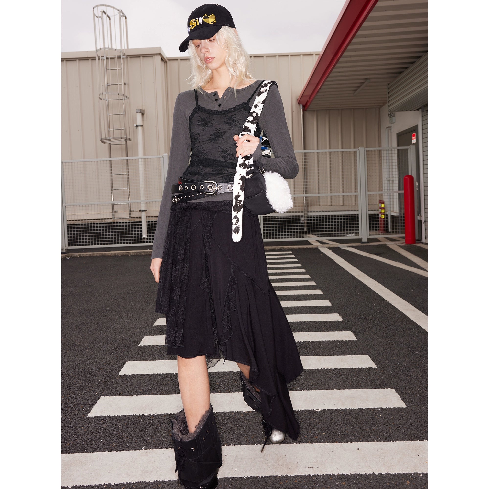 2th Desire莱赛尔蕾丝撞色拼接真两件羊毛针织长袖打底内搭上衣女