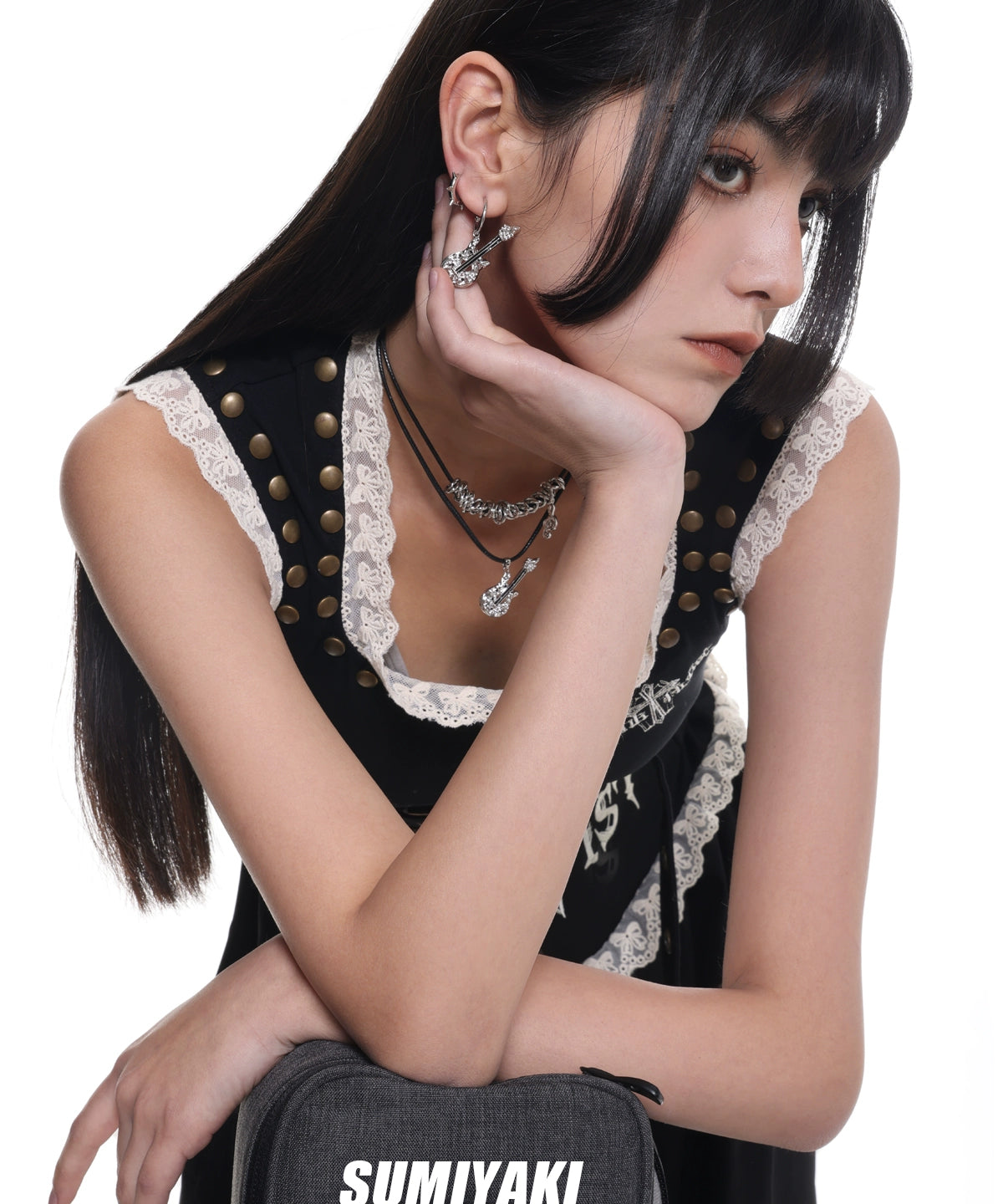 音乐节bi备！SUMIYAKI"五杀摇滚"吉他系列s925耳环朋克摇滚耳饰