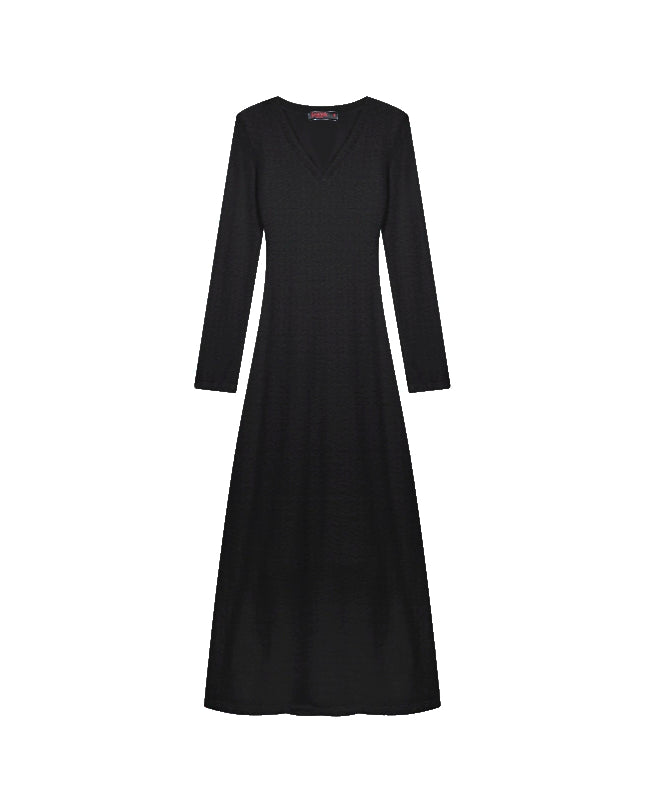 野生zerocircle 黑白色气质v领针织连衣裙女辣妹显瘦修身春季长裙