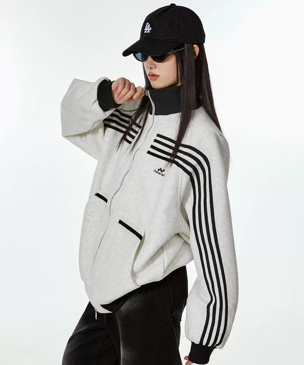 ICH MODE 美式复古休闲运动外套女秋冬宽松薄款开衫上衣2025新款