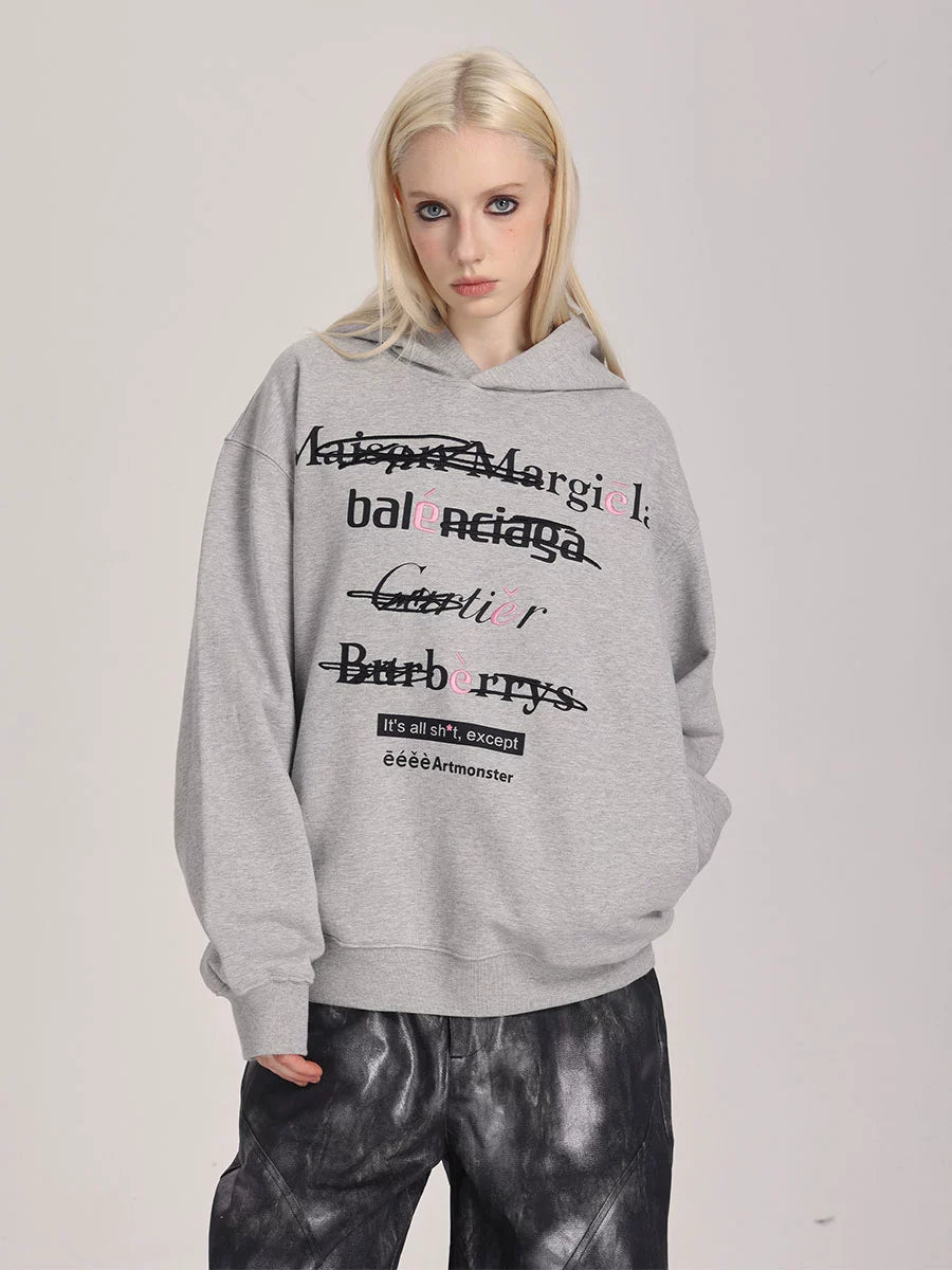 eeeeArtmonster创意"恶搞"标语美式连帽卫衣男女高街ins情侣帽衫