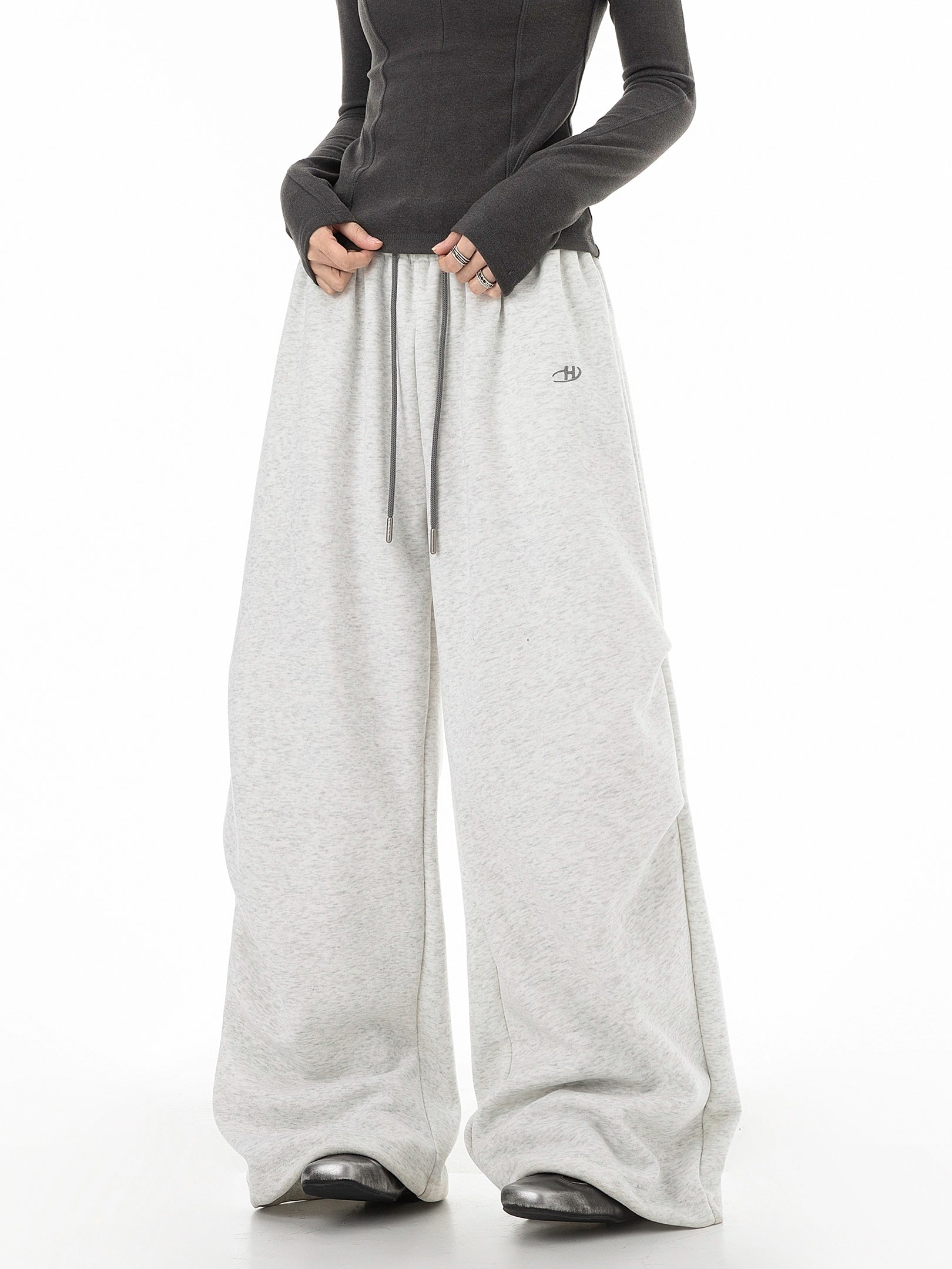 ICH MODE 美式复古伞兵休闲裤女宽松抽绳运动裤工装裤直筒阔腿裤