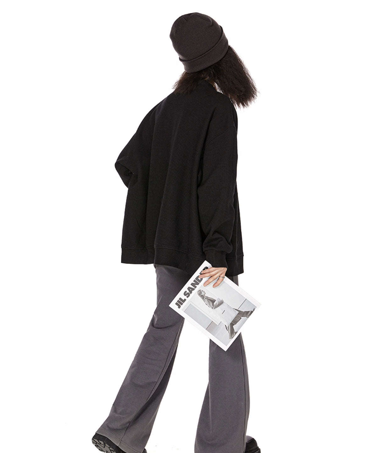 ICH MODE 慵懒风休闲卫衣开衫女复古街头高级质感华夫格外套夹克