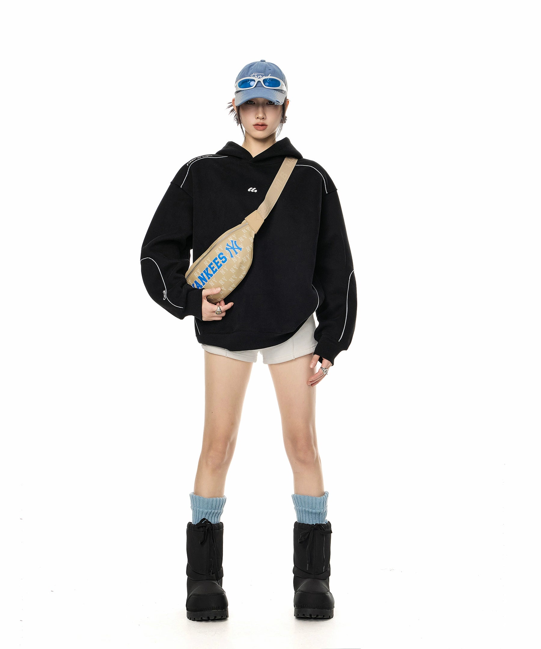 ICH MODE 美式复古宽松连帽卫衣女2025新款秋冬重磅休闲运动上衣