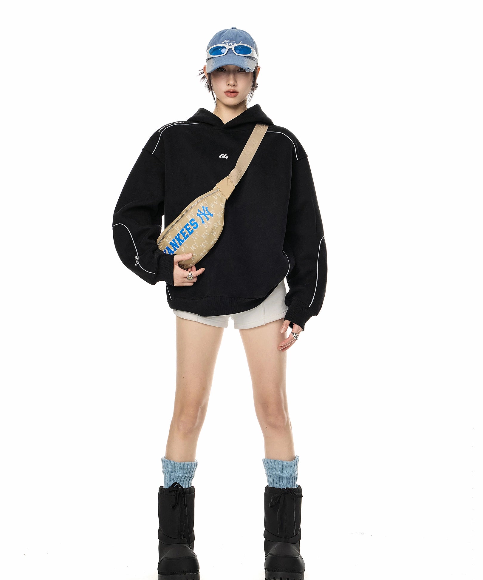 ICH MODE 美式复古宽松连帽卫衣女2025新款秋冬重磅休闲运动上衣