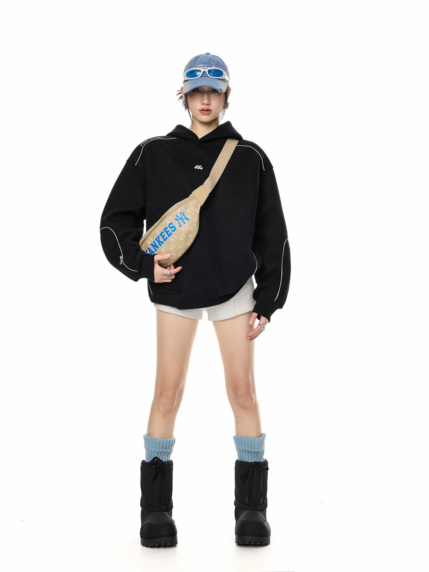 ICH MODE 美式复古宽松连帽卫衣女2025新款秋冬重磅休闲运动上衣