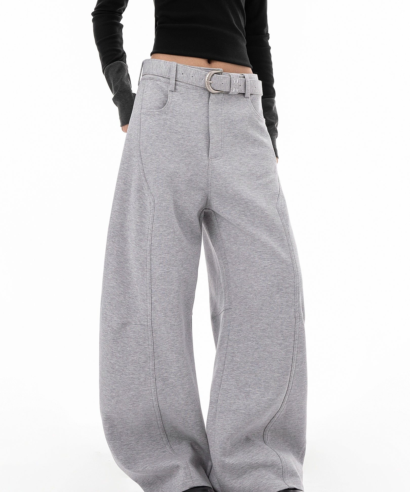 ICH MODE 美式复古弯刀休闲裤女新款宽松直筒阔腿裤子运动裤卫裤