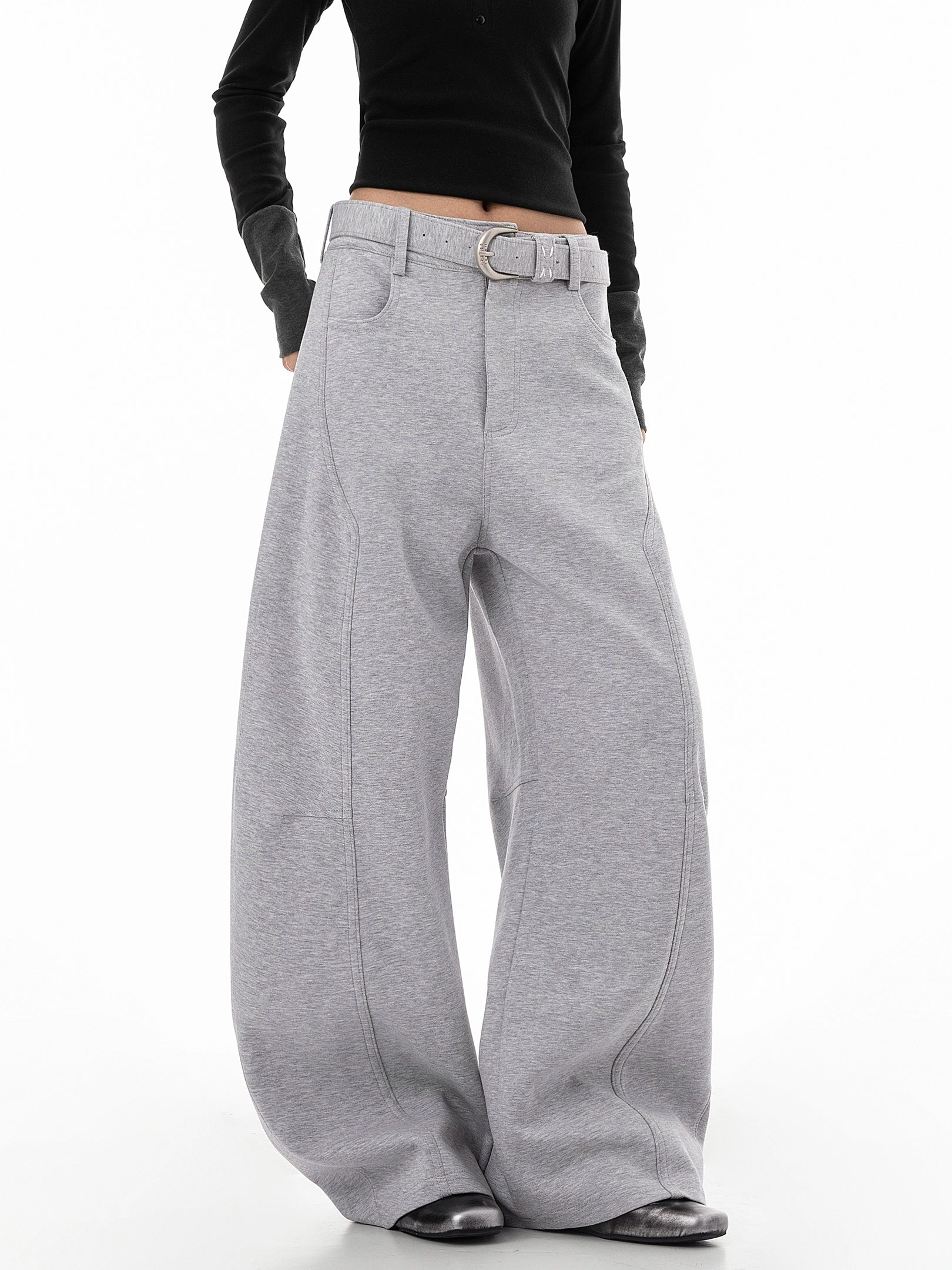 ICH MODE 美式复古弯刀休闲裤女新款宽松直筒阔腿裤子运动裤卫裤