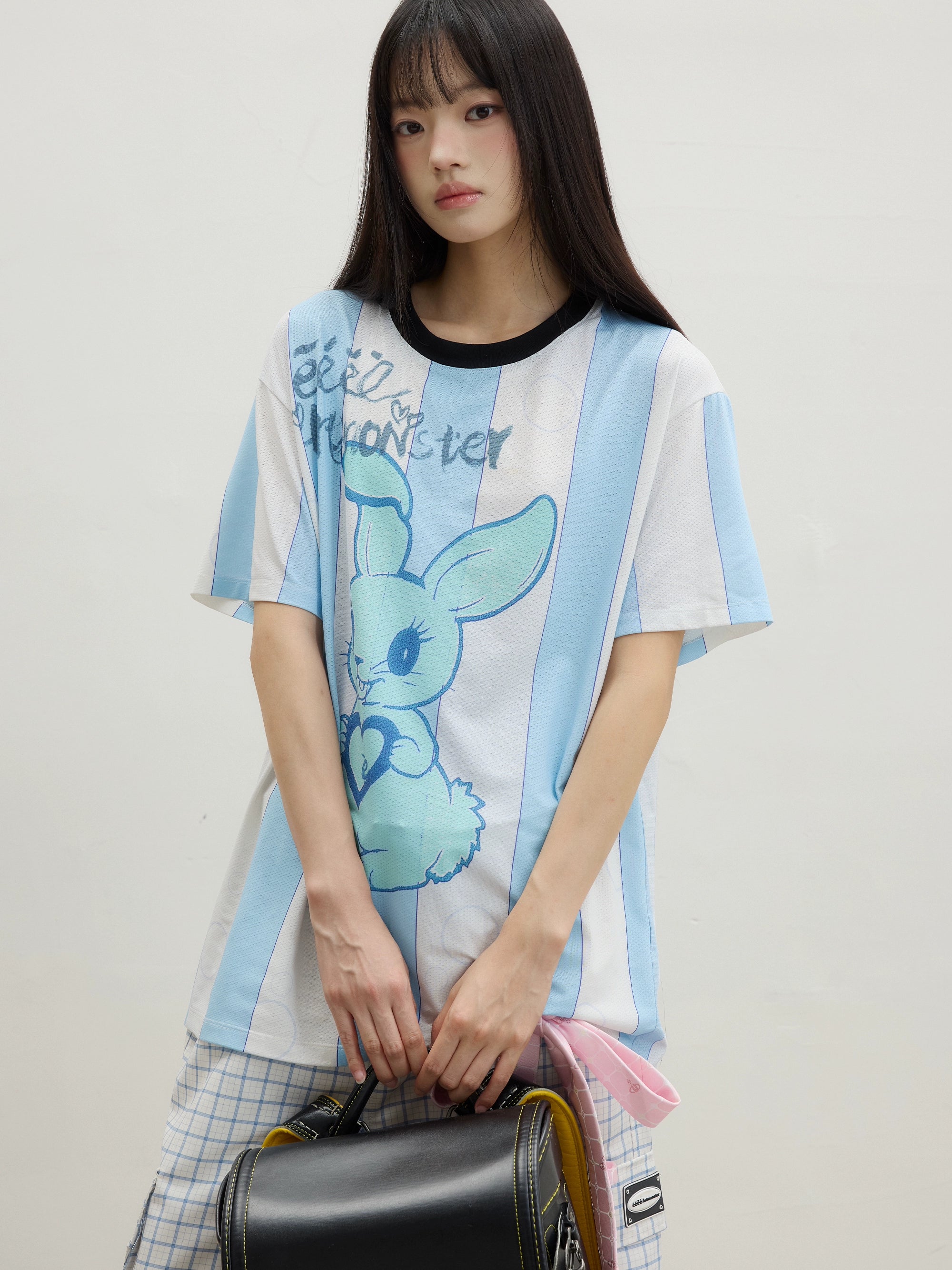 “玉兔”| eeee卡通兔子爱心球服T恤可爱风速干条纹球衣短袖夏季