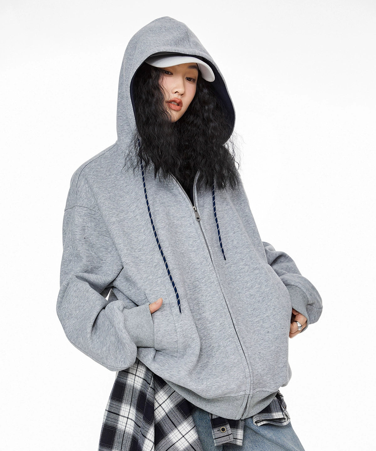 ICH MODE 美式复古加绒连帽外套女秋冬2025新款宽松卫衣开衫上衣