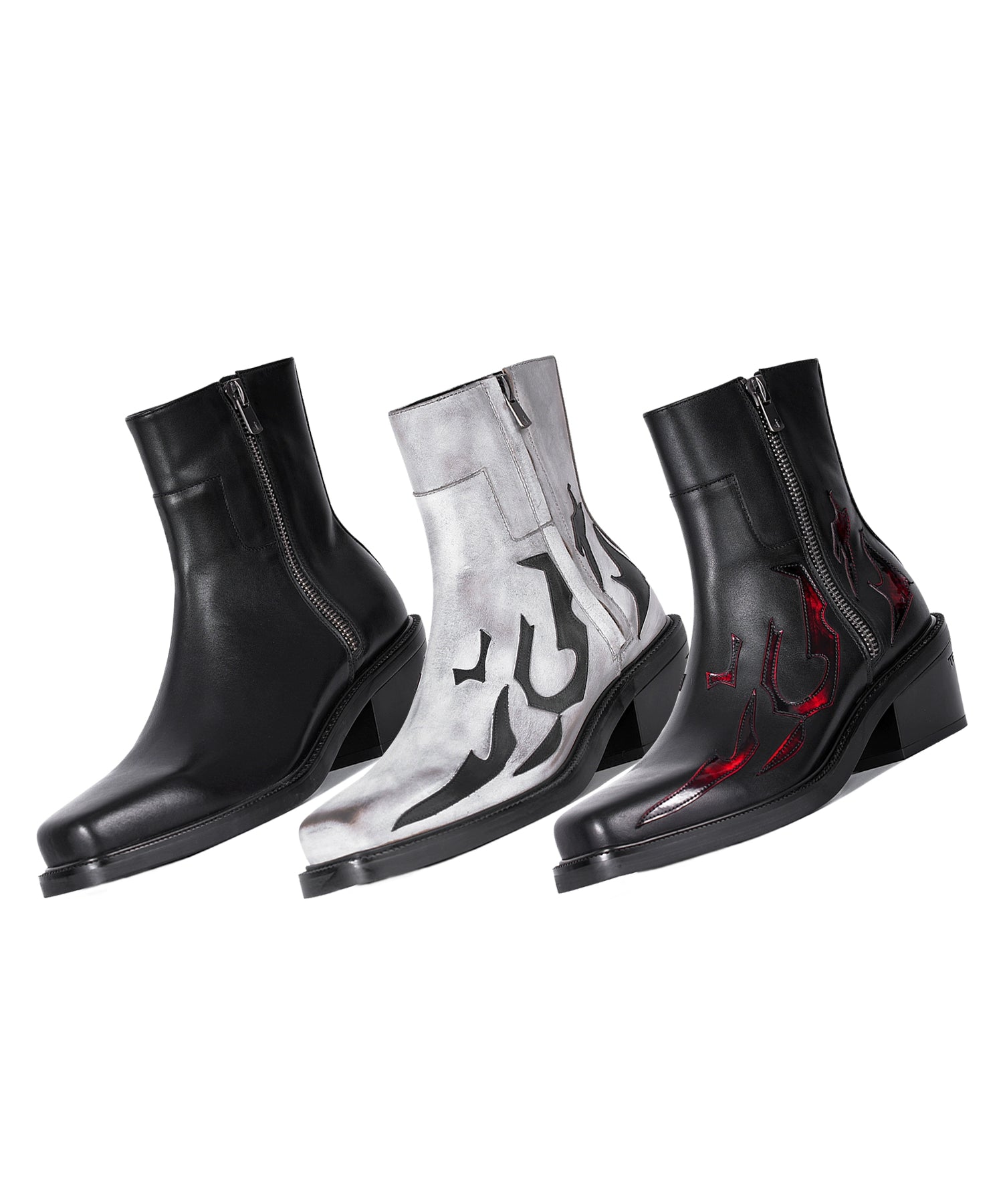 檀健次明星同款三色火焰切尔西长筒靴增高真皮皮鞋TERRAINCOGNITA