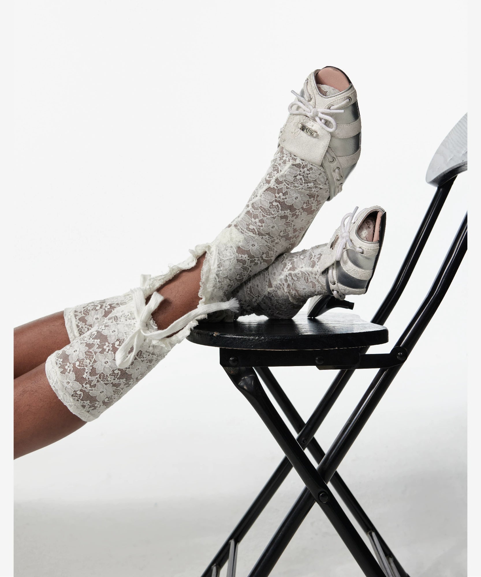 2th Desire原创鞋带绑带撞色蕾丝拼接小猫跟鱼嘴凉鞋低跟露趾拖鞋