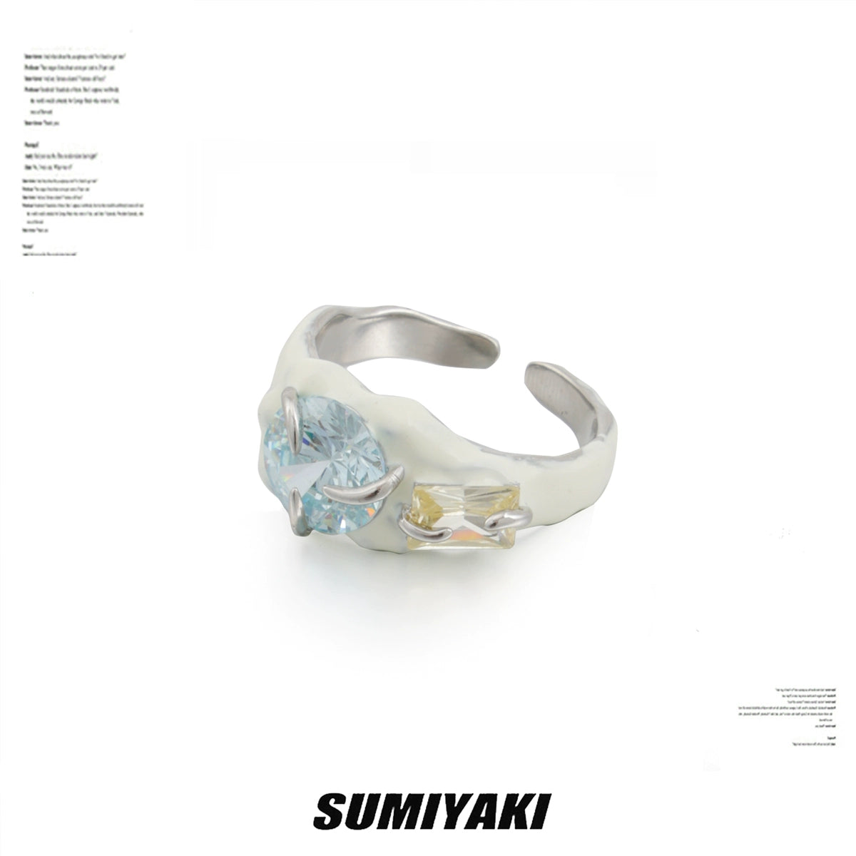 德芙般丝滑 SUMIYAKI 彩虹锆石滴油黑白情侣对戒戒指 闭眼冲一对