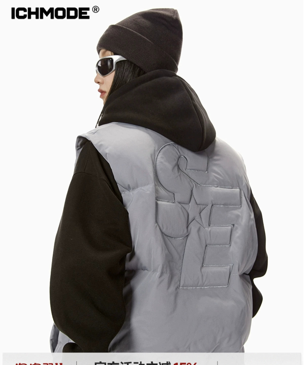 ICH MODE 美式复古棉马甲女秋冬季宽松夹棉外套棉服棉衣加厚背心