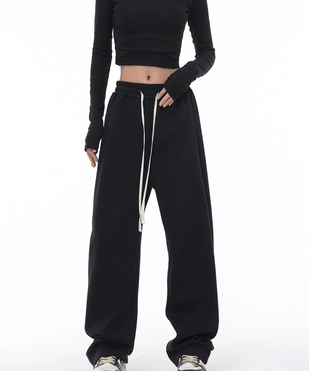 ICH MODE 340G运动裤女高腰直筒裤休闲裤2025新款夏季薄款裤子女