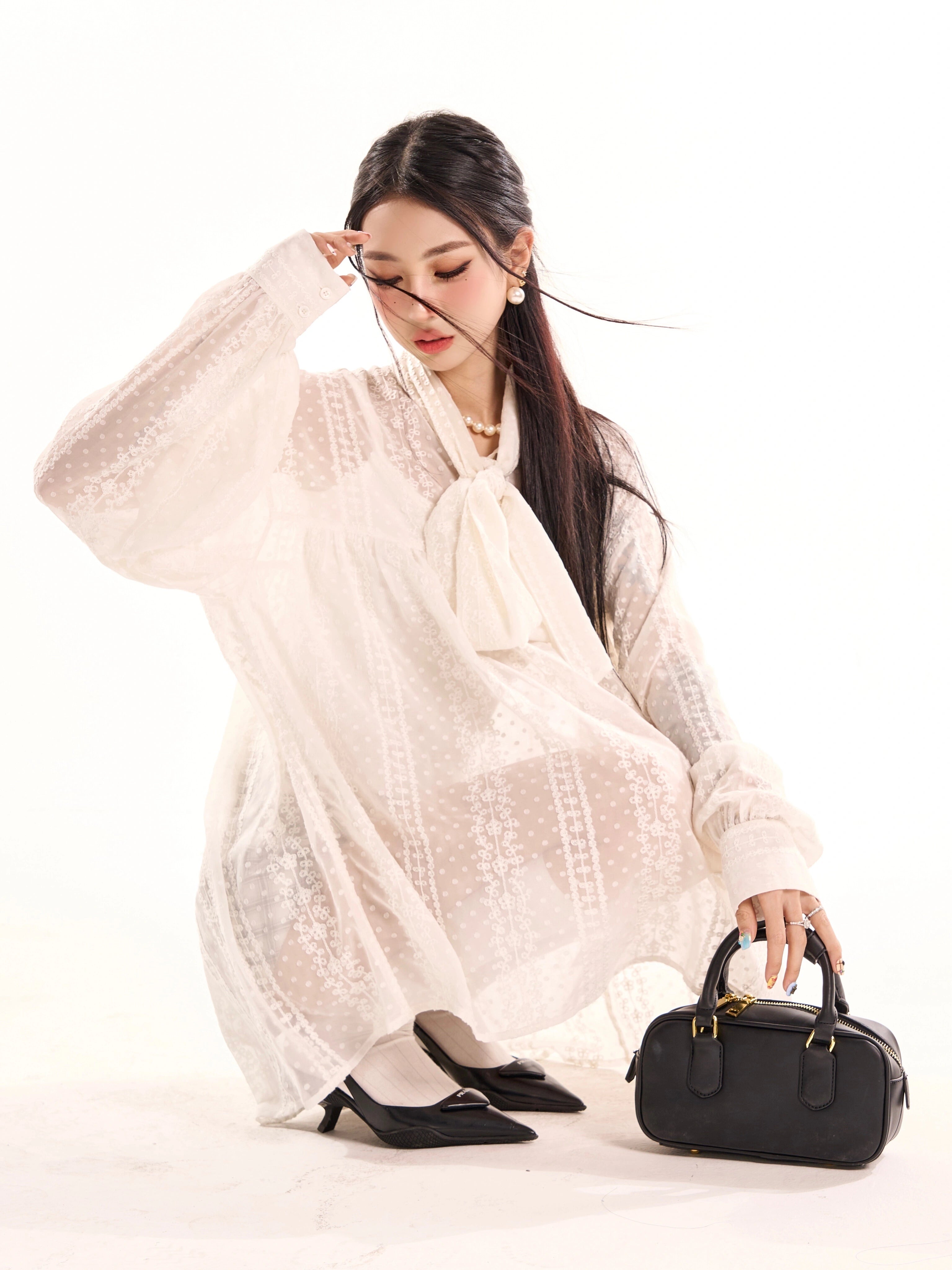 野生zerocircle白色衬衫叠穿两件套春秋吊带背心内搭宽松绑带上衣