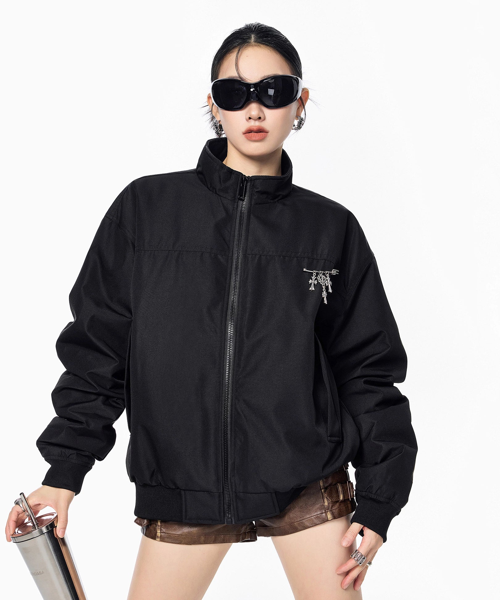 ICH MODE 90白鸭绒美式复古立领轻薄羽绒服女秋冬季保暖夹克外套