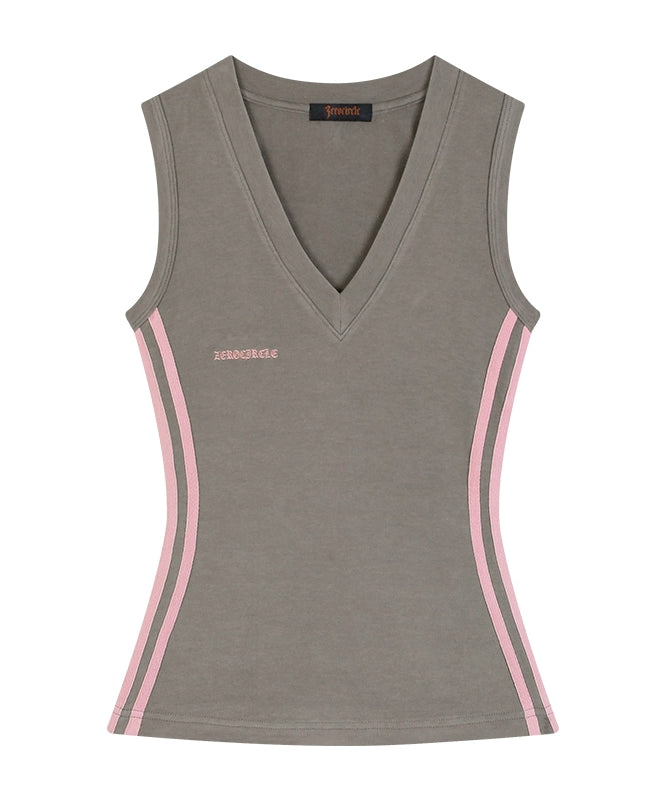 野生zero 运动辣妹套装女夏季季V领无袖修身显瘦背心喇叭休闲裤子