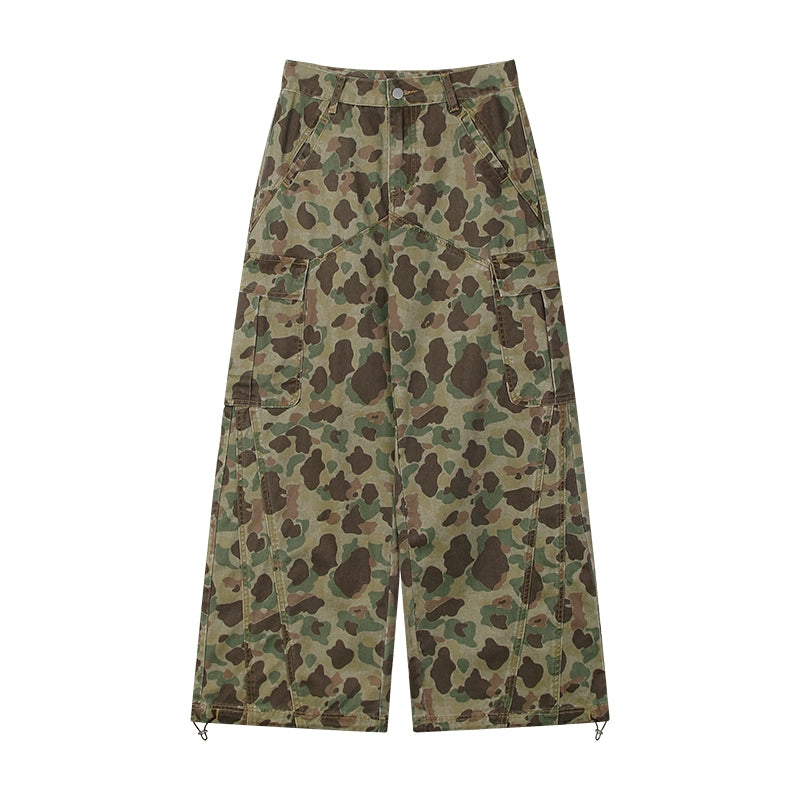 野生zerocircle迷彩工装裤女春夏设计感宽松显瘦直筒阔腿休闲裤子