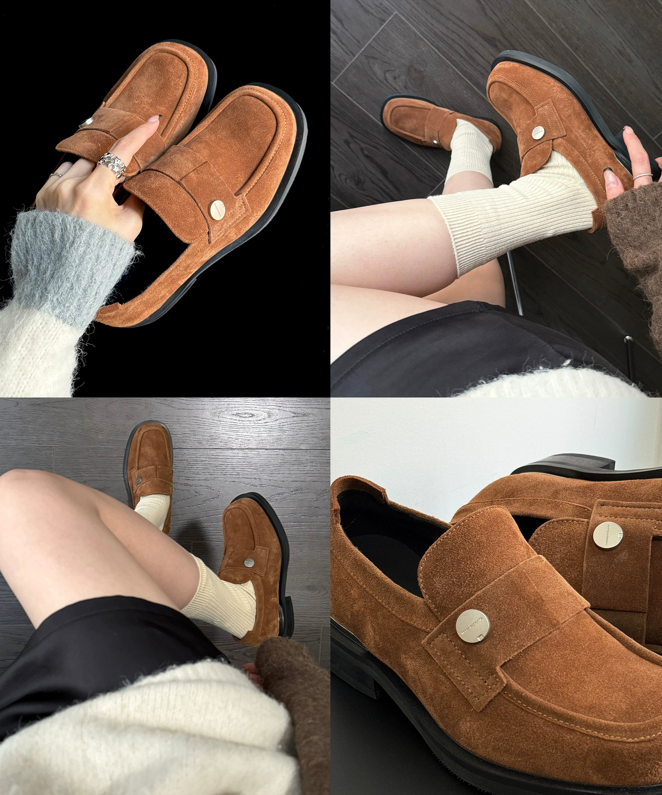 三色金属纽扣乐福真皮皮鞋老钱风日常通勤百搭简约TERRAINCOGNITA