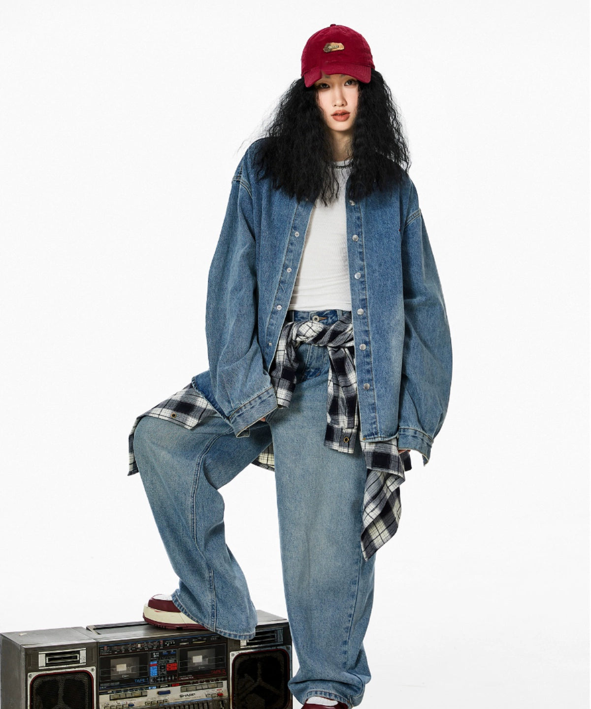 ICH MODE 美式复古牛仔衬衫女2025秋冬新款宽松衬衣外套长袖上衣