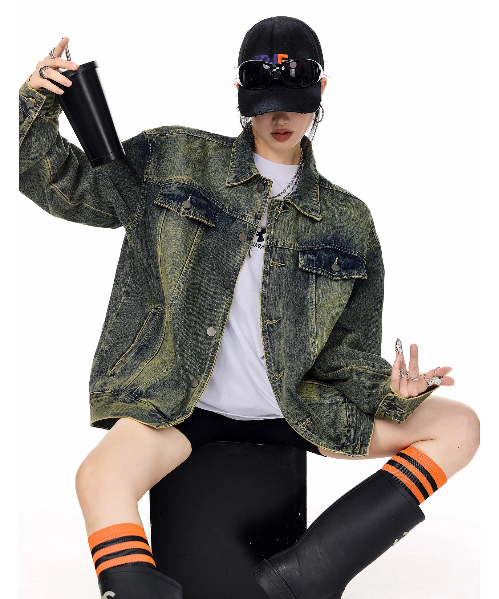 ICH MODE 美式复古工装牛仔外套女秋冬2025新款宽松休闲夹克上衣