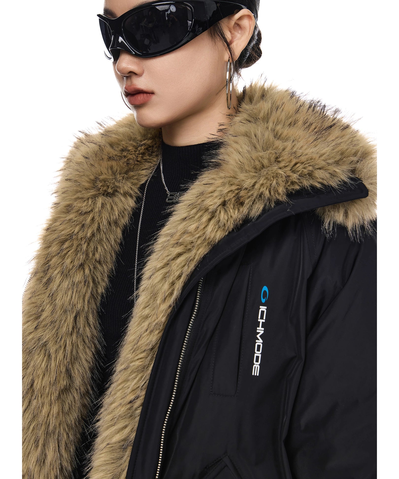 ICH MODE 美式复古座山雕棉衣棉服女2025新款秋冬季毛领防寒外套