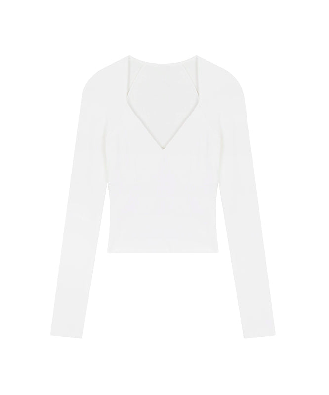 野生zerocircle 黑白灰色v领打底衫女春秋季内搭短款针织长袖上衣