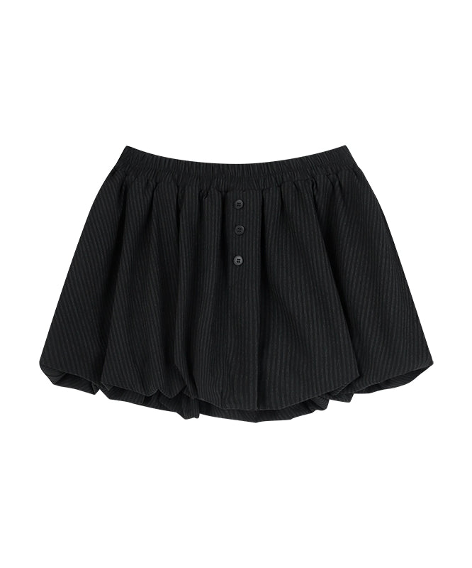 野生zero 黑色蓬蓬花苞半身裙女夏设计感宽松显瘦a字又甜又辣裙子