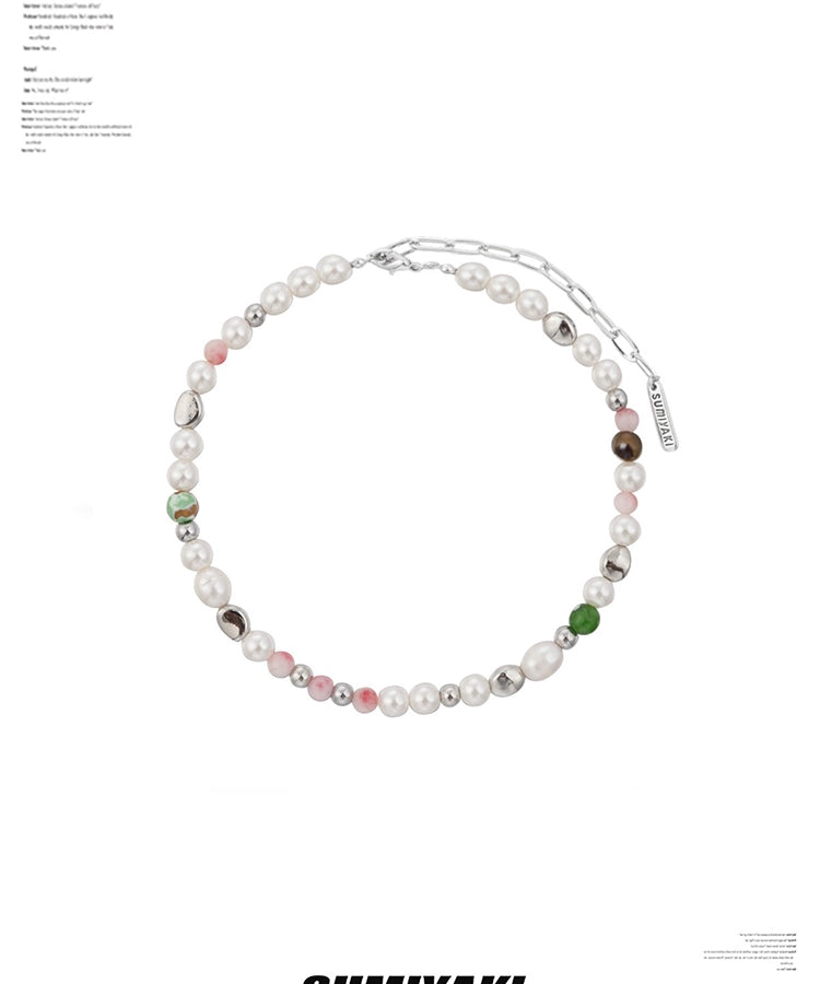 春天这样搭！SUMIYAKI 甜酷风腮红珍珠拼色项链百搭锁骨链