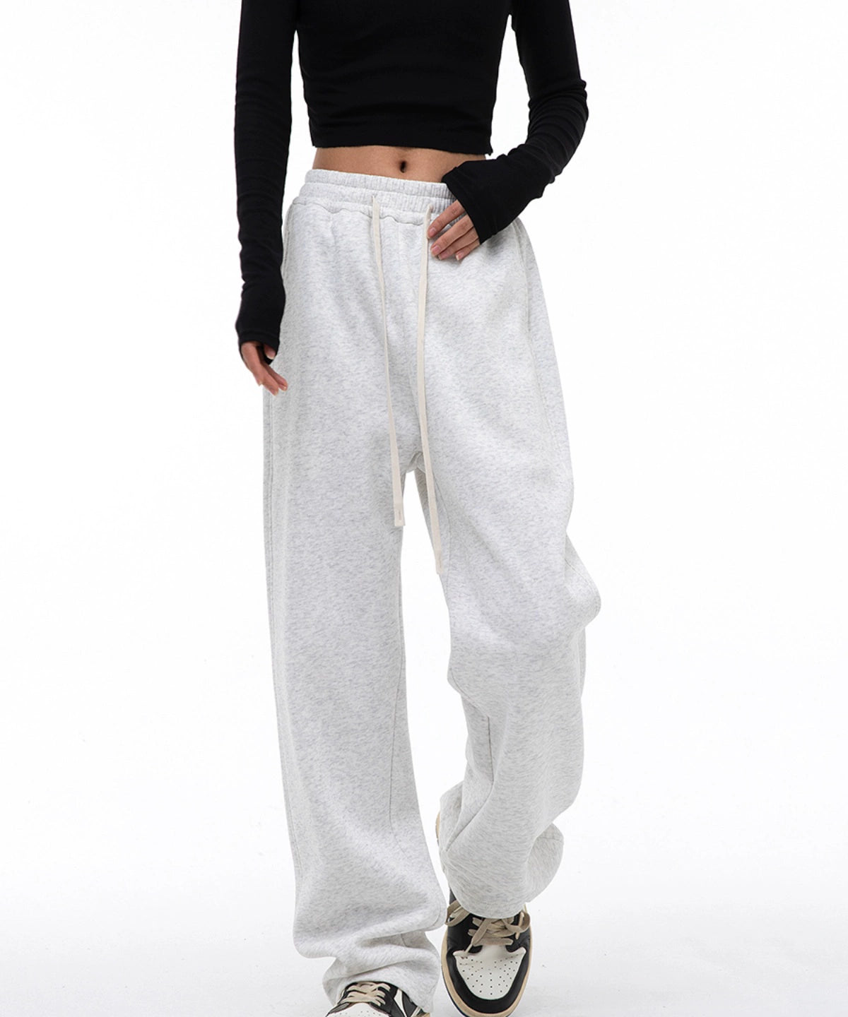 ICH MODE 340G运动裤女高腰直筒裤休闲裤2025新款夏季薄款裤子女