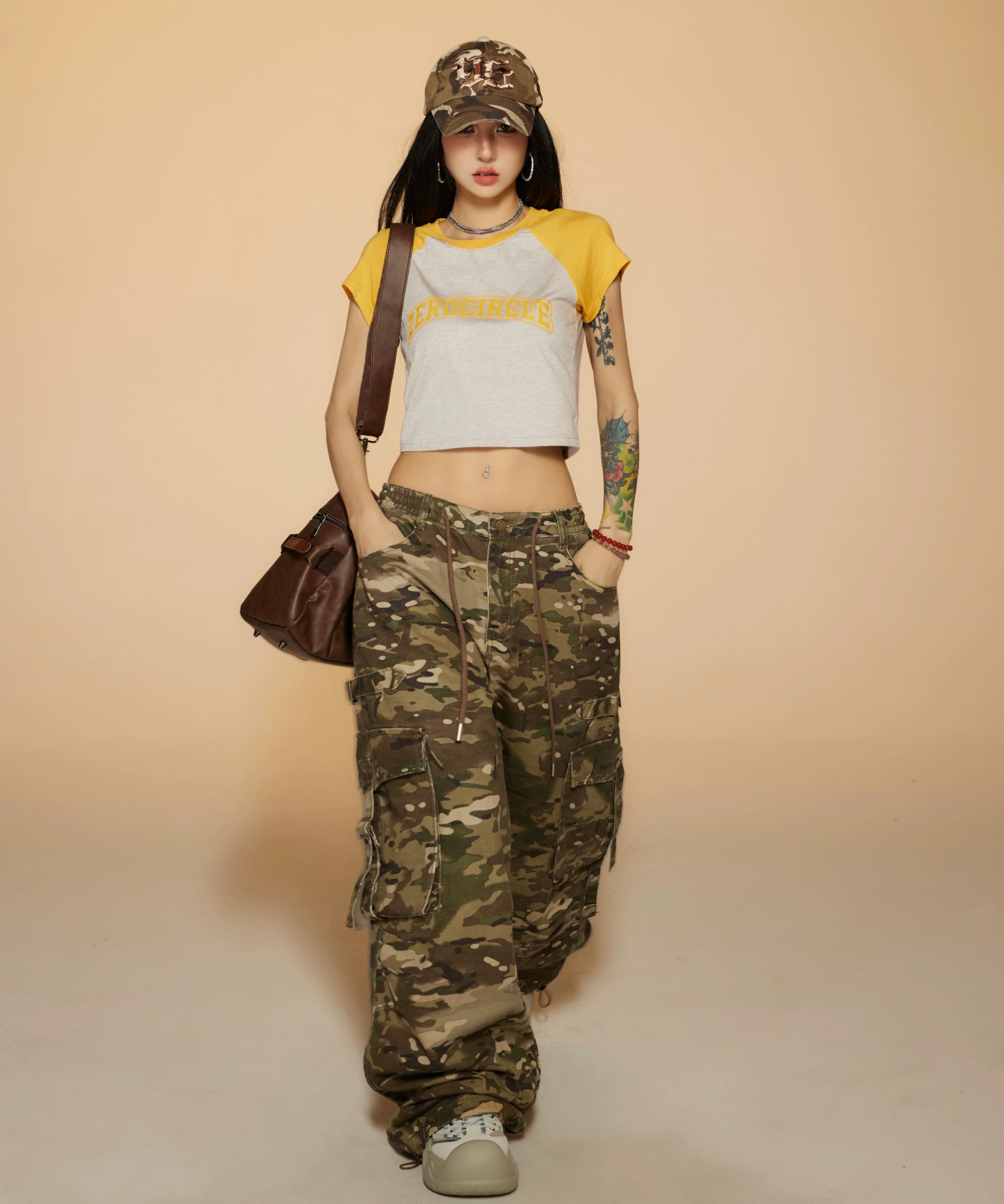 野生zerocircle 撞色插肩短袖t恤女春夏辣妹韩系宽松显瘦短款上衣