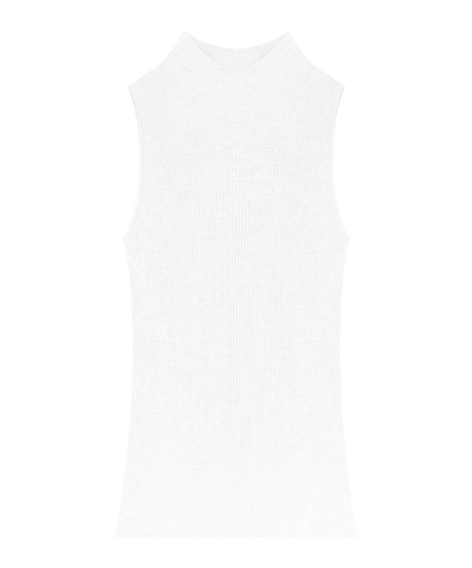 野生zero白黑紫色高领无袖背心内搭女夏季外穿修身针织衫显瘦上衣