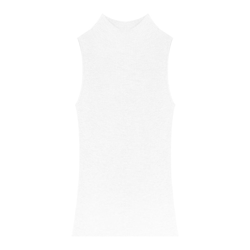 野生zero白黑紫色高领无袖背心内搭女夏季外穿修身针织衫显瘦上衣