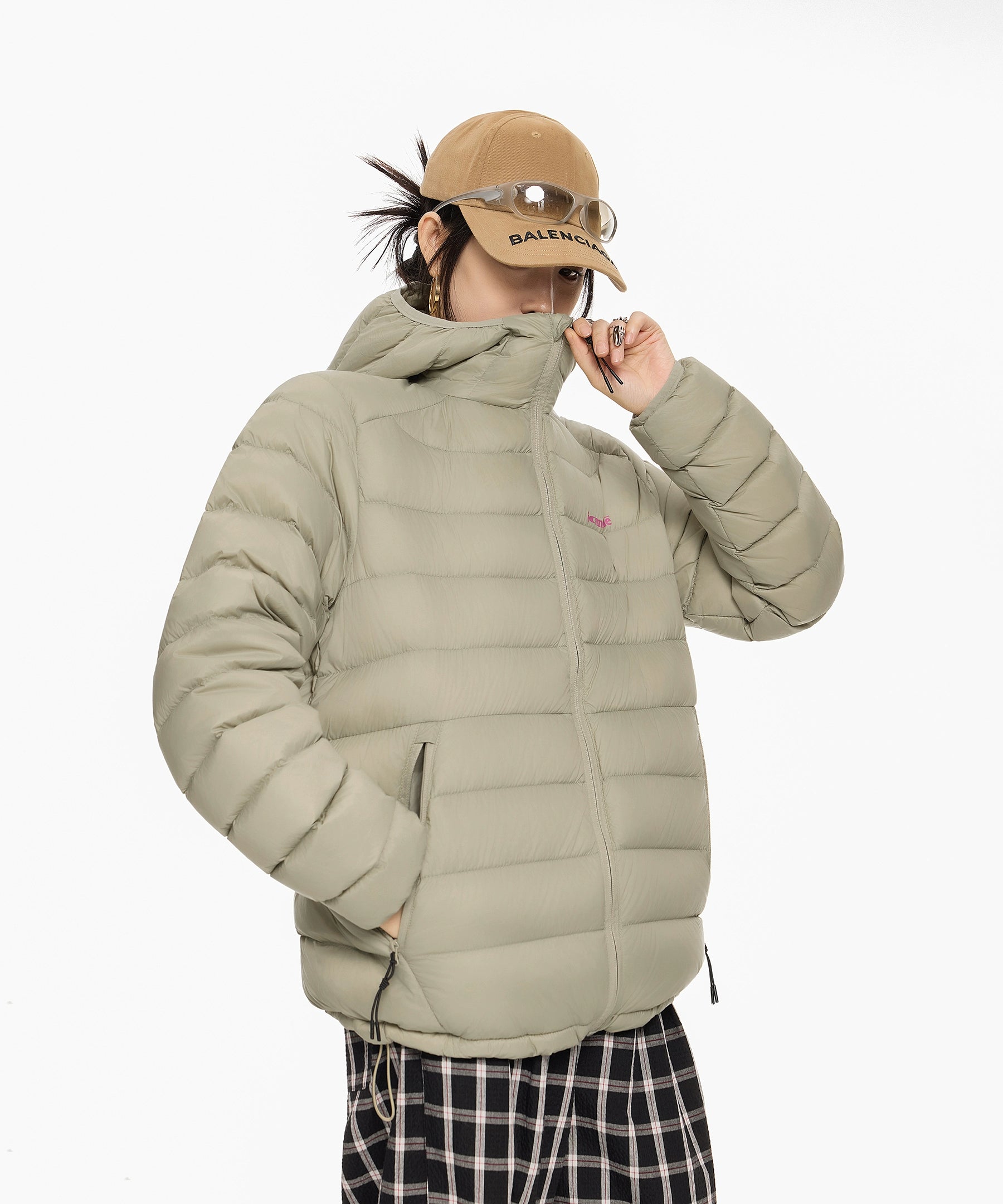 ICH MODE 美式复古90白鸭绒排骨羽绒服女冬季轻薄防寒连帽短外套