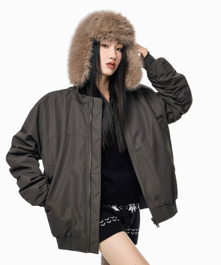 ICH MODE 90白鸭绒美式复古立领轻薄羽绒服女秋冬季保暖夹克外套