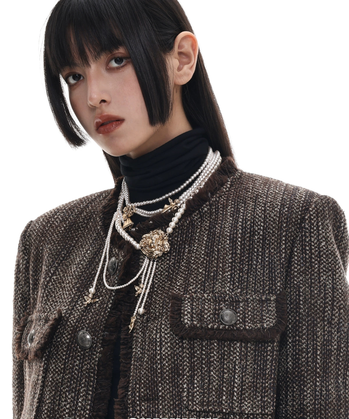 重工bi入款！SUMIYAKI原创美拉德美式珍珠项链重工小众个性毛衣链