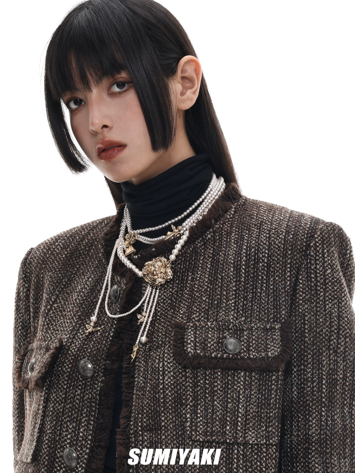 重工bi入款！SUMIYAKI原创美拉德美式珍珠项链重工小众个性毛衣链