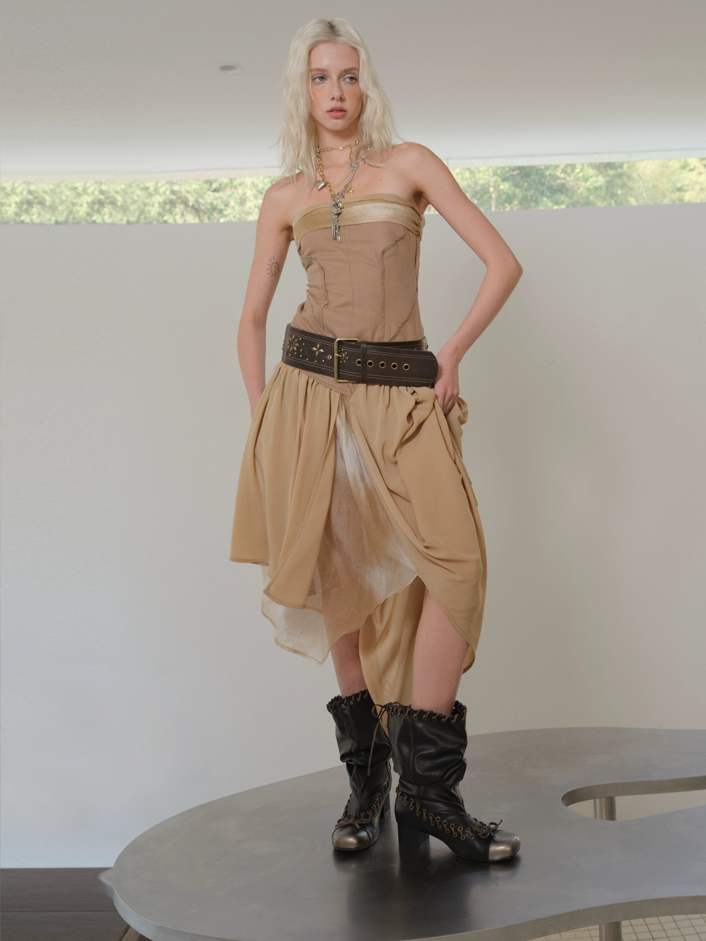 2th Desire朋克复古撞色小众设计感y2k辣妹铆钉钻石钉镶嵌宽腰带