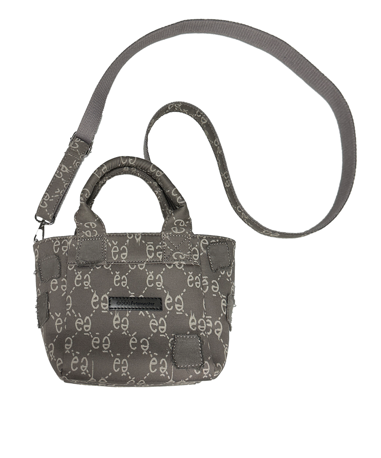 eeeeArtmonster"福美"满印复古帆布包韩版潮流贴布拼接手提斜挎包