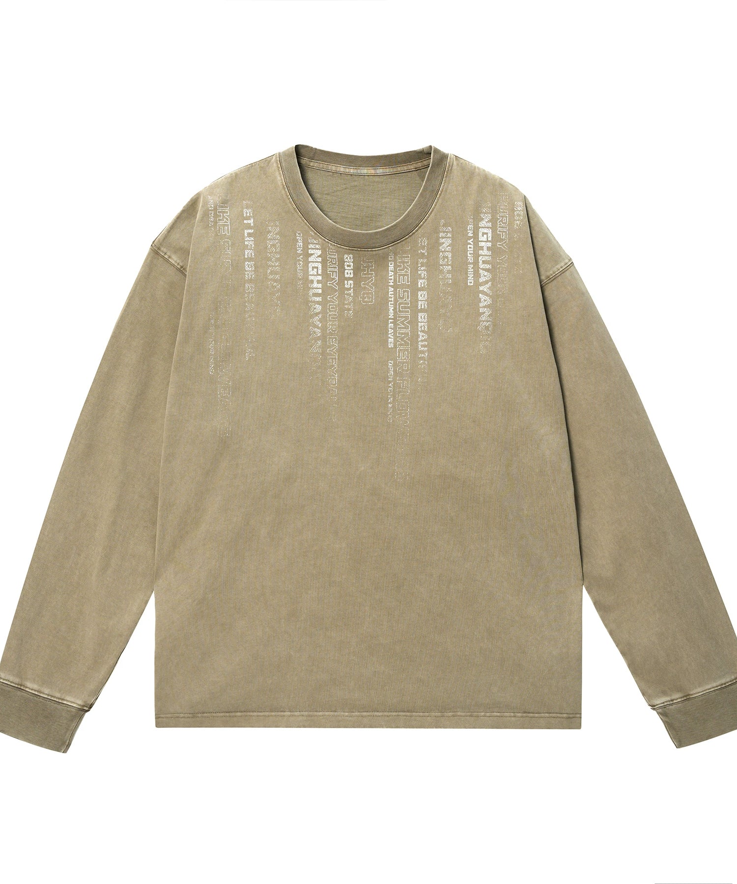 【代码】JHYQ秋季新款320G重磅美式水洗长袖T恤男士圆领休闲卫衣