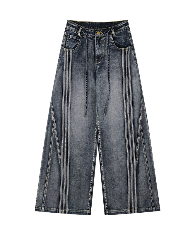 野生zerocircle复古水洗直筒牛仔裤女春季设计感显瘦宽松阔腿裤子