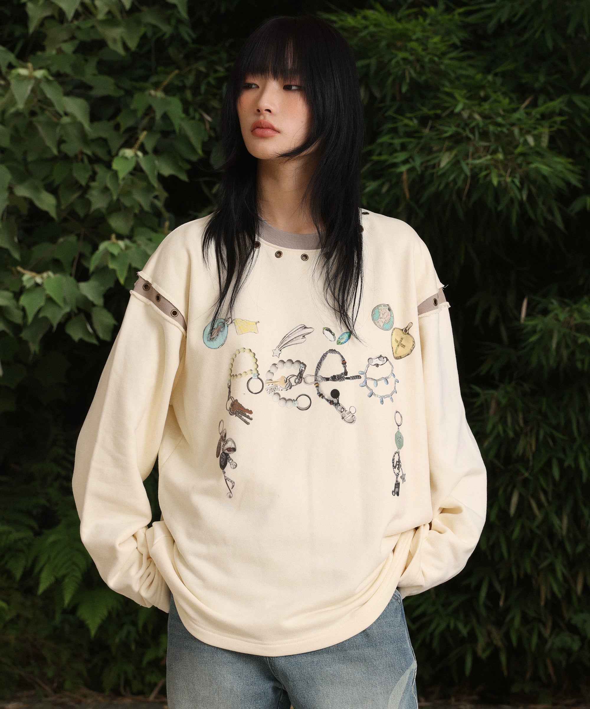 “财富五车” | eeeeArtmonster24FW珠宝LOGO印花解构金属卫衣