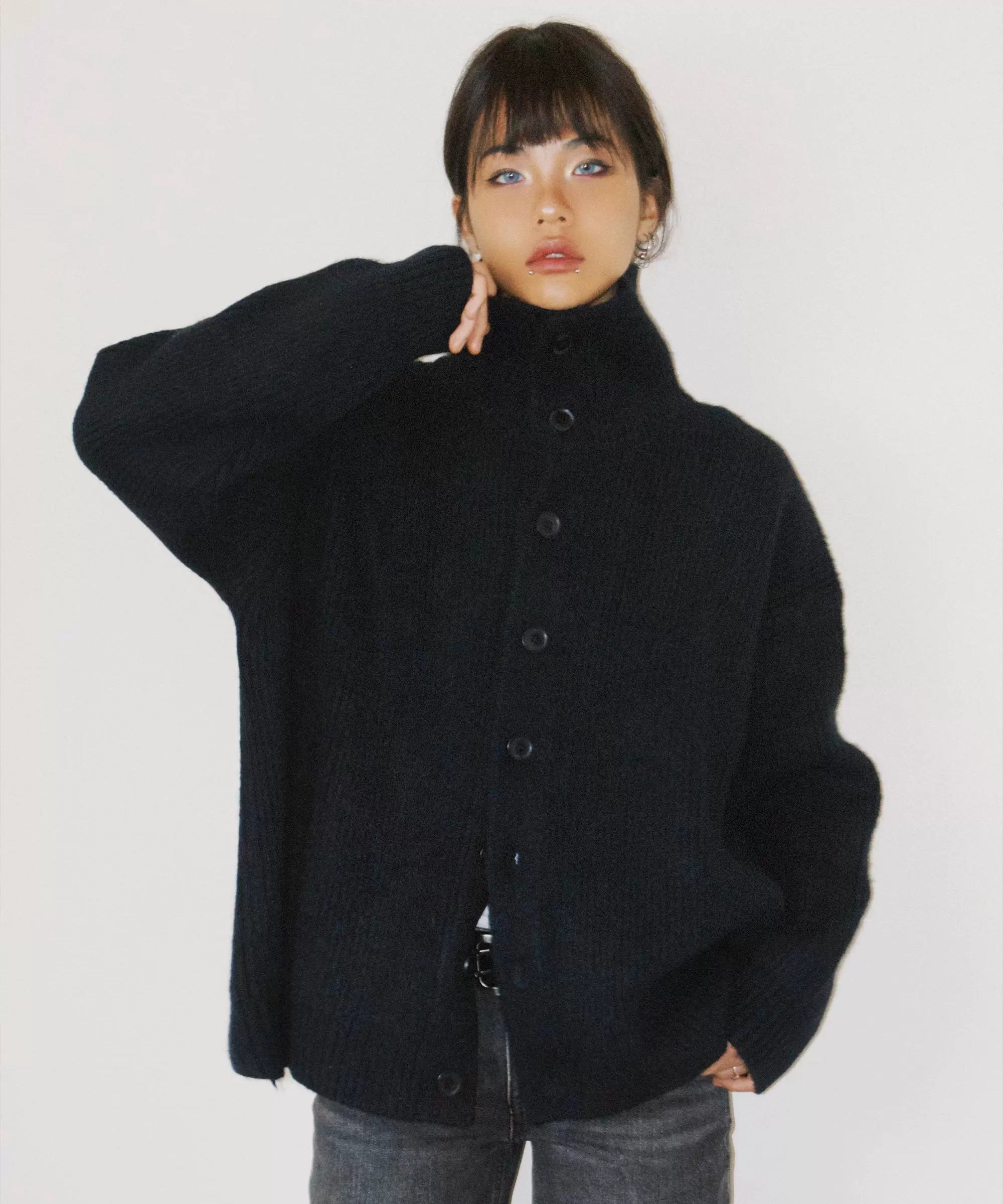 三色高领纽扣开衫毛衣休闲宽松百搭长袖男女美拉德TERRAINCOGNITA