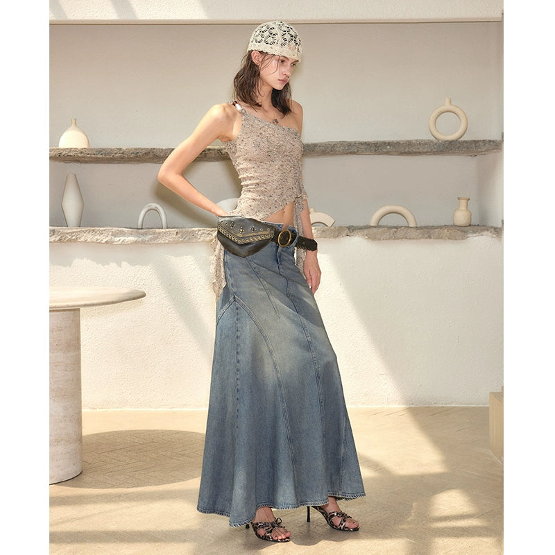 2th Desire串珠拼接打底挂脖背心吊带夏季外穿辣妹露肩短款上衣女