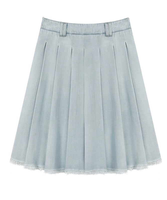 野生zerocircle 牛仔半身裙女夏高腰a字设计感显瘦辣妹百褶短裙子